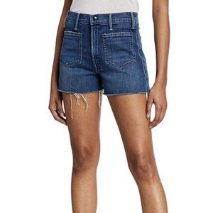 Mother Denim The Tomcat Patch High Waist Cutoff Denim Shorts Blue Womens Size 25